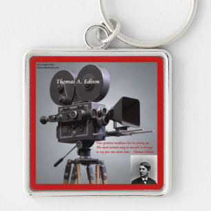 Thomas Edison "One More Time" Quote Key Ring