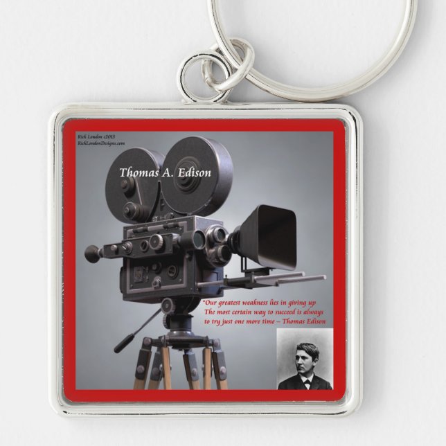 Thomas Edison "One More Time" Quote Key Ring (Front)