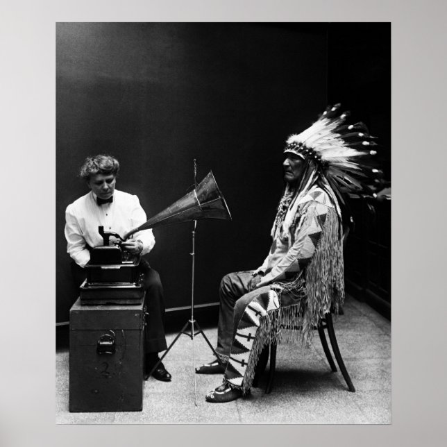 Thomas Edison Phonograph Recording Native American Poster (Front)