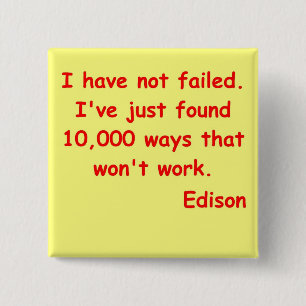 Thomas Edison quote 15 Cm Square Badge
