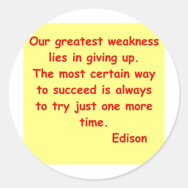 Thomas Edison quote Classic Round Sticker (Front)