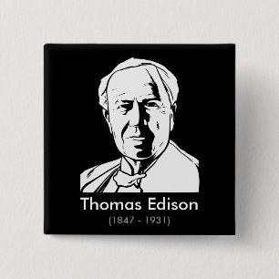 Thomas Edison - real genius 15 Cm Square Badge