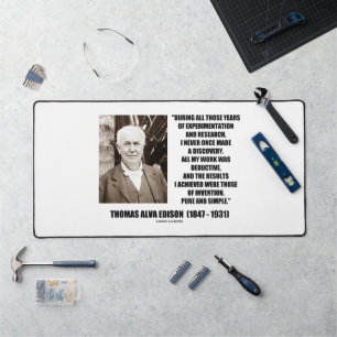 Thomas Edison Results Invention Pure Simple Quote Desk Mat