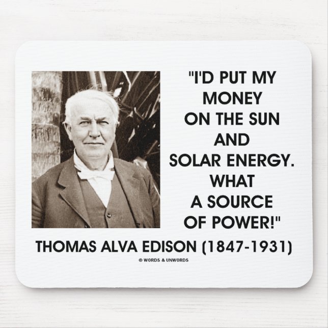 Thomas Edison Sun Solar Energy Source Of Power Mouse Mat (Front)