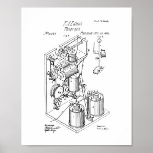 Thomas Edison Telegraph Patent Poster