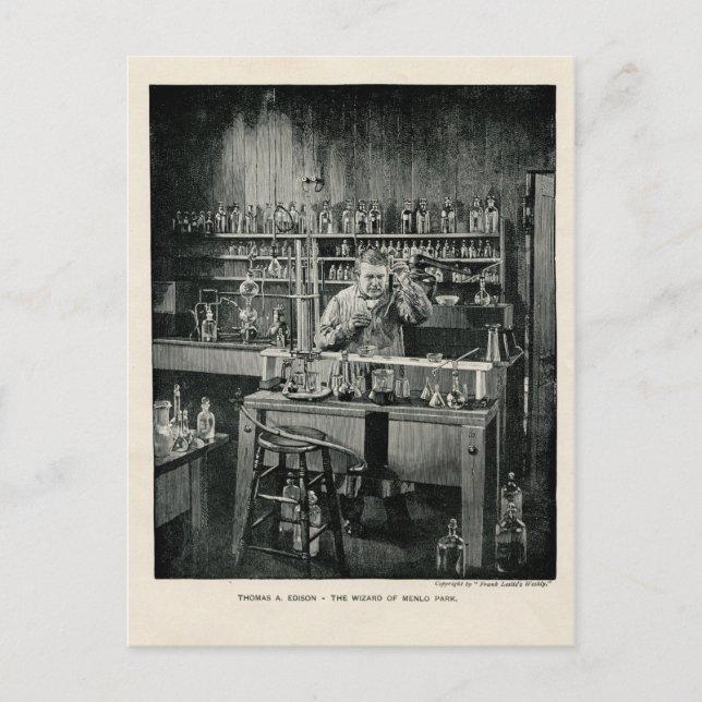 Thomas Edison Wizard of Menlo Park Postcard (Front)