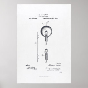 Thomas Edison's Light Bulb Patent Application 1880 Poster