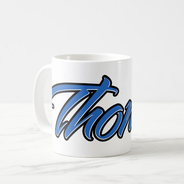 Thomas First Name blue Tasse Kaffeetasse Coffee Mug (Front Left)