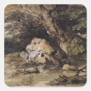 Thomas Gainsborough   A Hilly Landscape with Figur Square Sticker