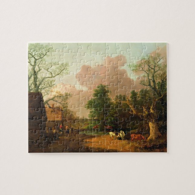Thomas Gainsborough | A Landscape with Figures, Fa Jigsaw Puzzle (Horizontal)