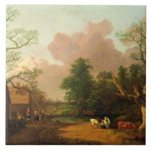 Thomas Gainsborough A Landscape with Figures, Fa Tile