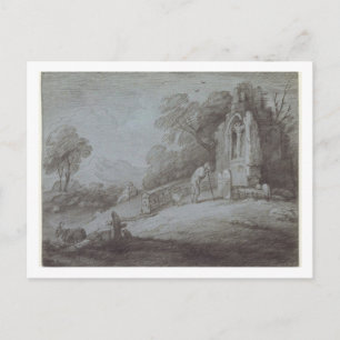 Thomas Gainsborough Churchyard with Figure Conte Postcard