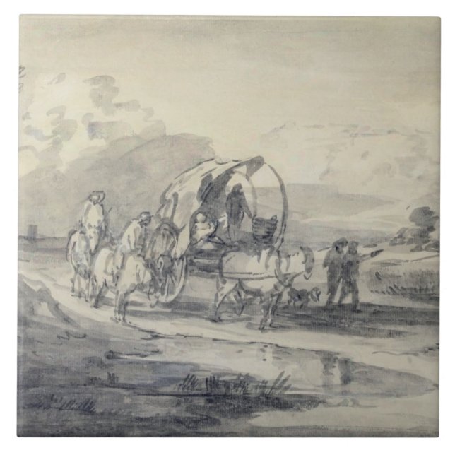 Thomas Gainsborough | Open Landscape with Herdsman Tile (Front)