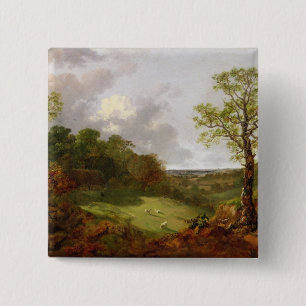 Thomas Gainsborough Wooded Landscape with a Cott 15 Cm Square Badge