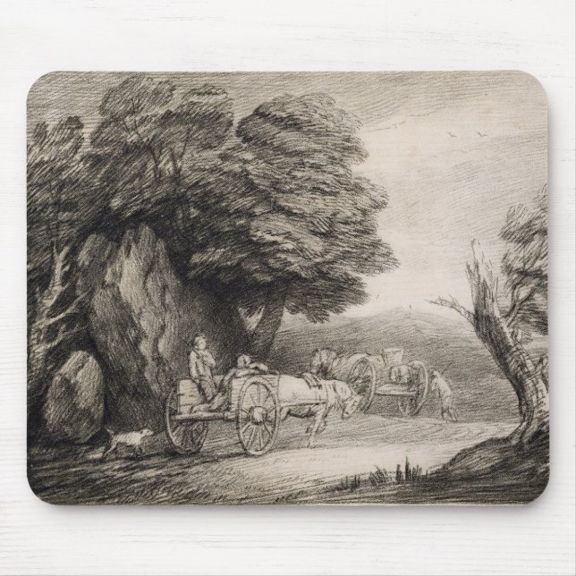 Thomas Gainsborough | Wooded Landscape with Carts Mouse Mat (Front)