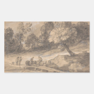 Thomas Gainsborough - Wooded Landscape with Figure Rectangular Sticker