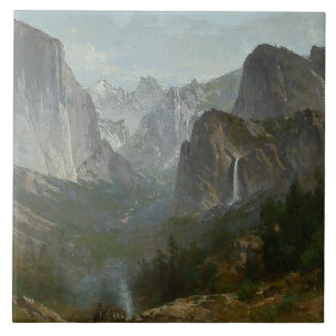 Thomas Hill - Indians at Campfire, Yosemite Valley Tile