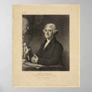 THOMAS JEFFERSON 3rd U.S. President Lithograph Poster