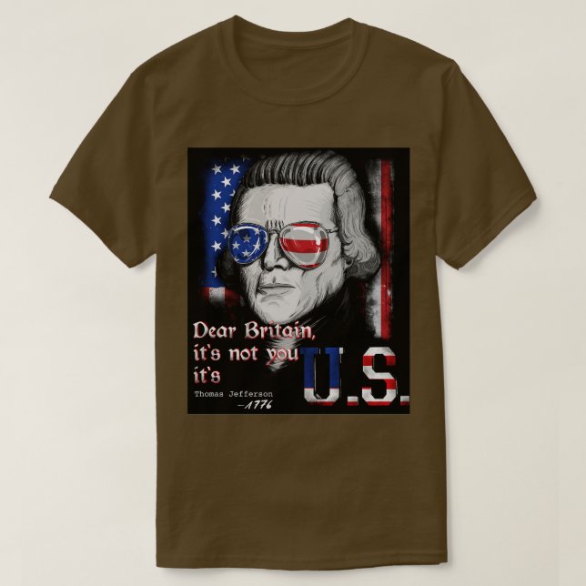 Thomas Jefferson Founding Father USA Flag 4th July T-Shirt (Design Front)