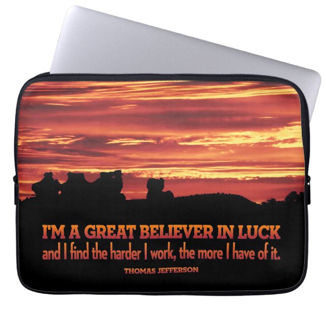 Thomas Jefferson Inspirational Quote "Luck" Laptop Sleeve (Front)
