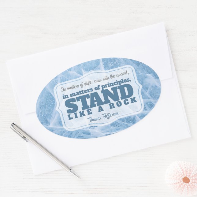 Thomas Jefferson Inspirational Quote "Principle" Oval Sticker (Envelope)
