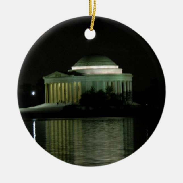 Thomas Jefferson Memorial at Night Ceramic Tree Decoration (Front)