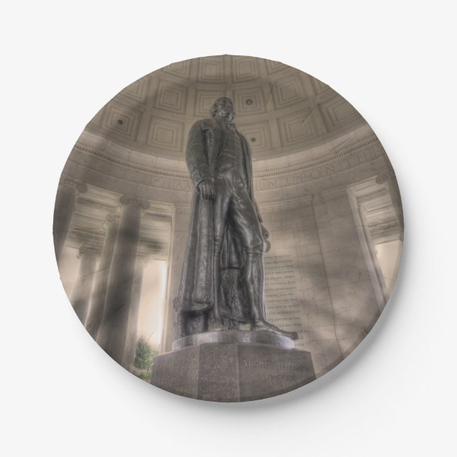 Thomas Jefferson Memorial Bronze Statue Paper Plate (Front)
