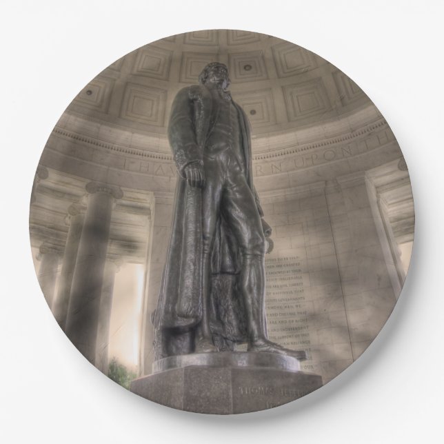 Thomas Jefferson Memorial Bronze Statue Paper Plate (Front)