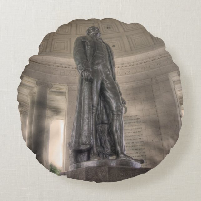 Thomas Jefferson Memorial Bronze Statue Round Cushion (Front)