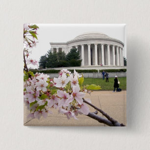 Thomas Jefferson Memorial with cherry blossoms 15 Cm Square Badge