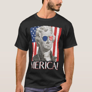 Thomas Jefferson 'Merica Patriotic American Flag 4 T-Shirt