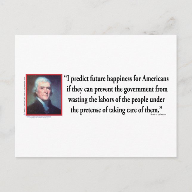 Thomas Jefferson on American Happiness Postcard (Front)