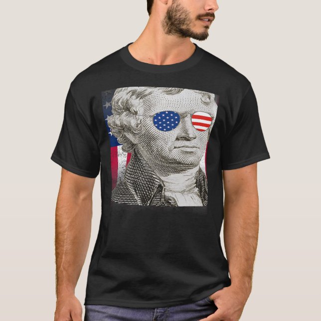 Thomas Jefferson Patriotic American Flag 4th of Ju T-Shirt (Front)