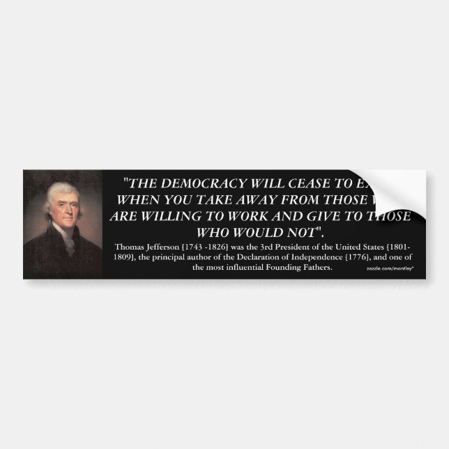 THOMAS JEFFERSON QUOTE BUMPER STICKER (Front)