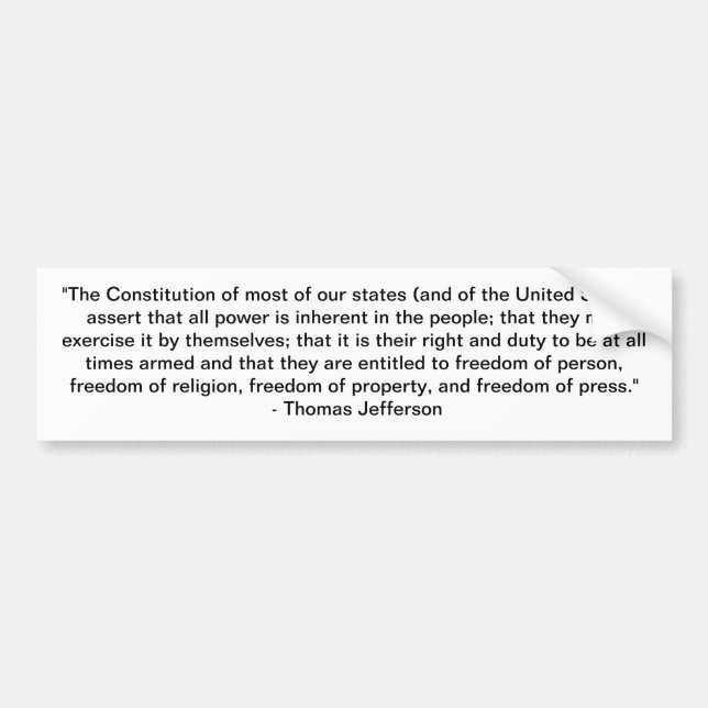 Thomas Jefferson quote - Constitution Bumper Sticker (Front)