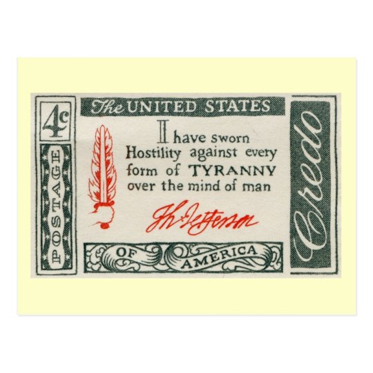 Thomas Jefferson Tyranny Vintage Postcard