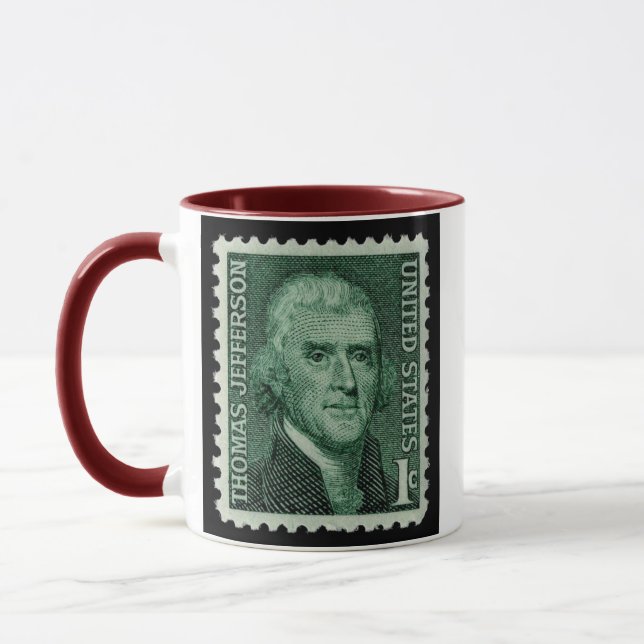 Thomas Jefferson Vintage Stamp on Mug Collectable  (Left)