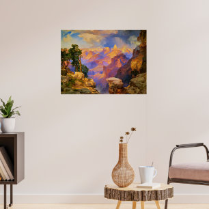 Thomas Moran art, Grand Canyon with Rainbow Poster
