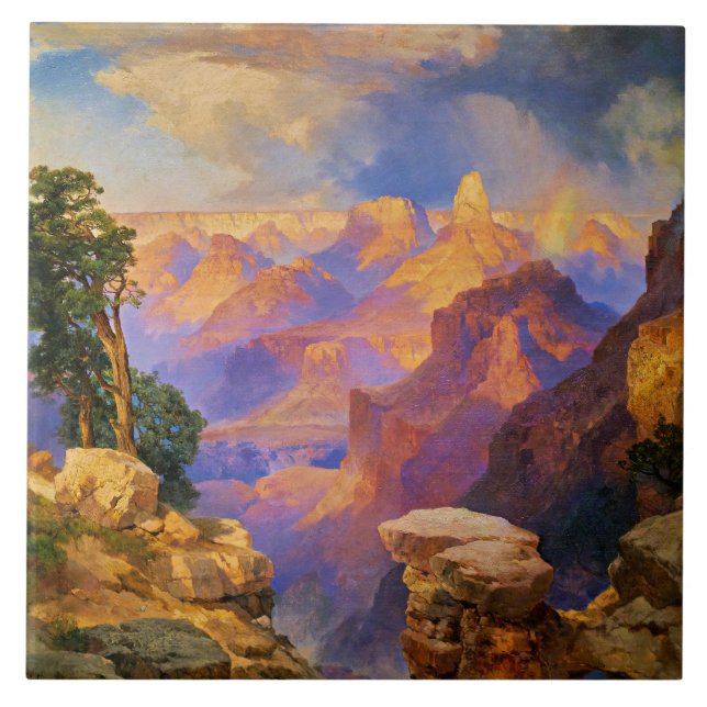 Thomas Moran art, Grand Canyon with Rainbow Tile (Front)