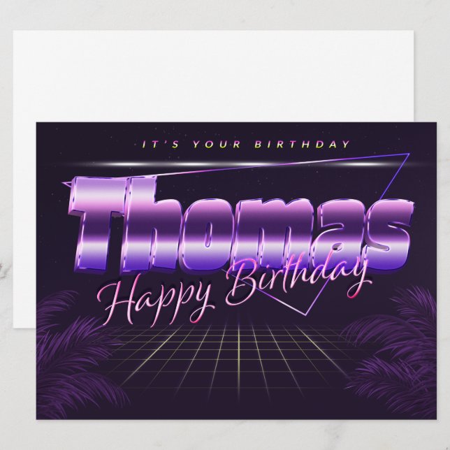 Thomas Name First name lila retro card Birthday (Front/Back)