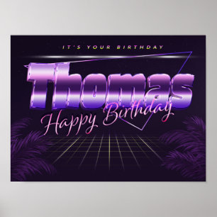 Thomas Name Vorname lila retro Poster Geburtstag