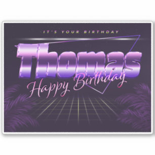 Thomas Name Vorname lila retro Sticker Geburtstag