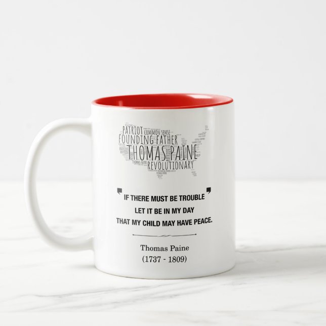 Thomas Paine Liberty Quote Two-Tone Coffee Mug (Left)