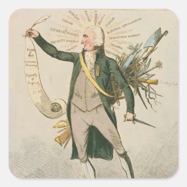 Thomas Paine Political Cartoon Square Sticker (Front)