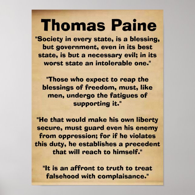 Thomas Paine Quotes Poster (Front)