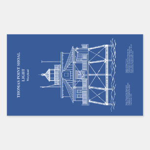Thomas Point Shoal Lighthouse - Maryland - AD Rectangular Sticker