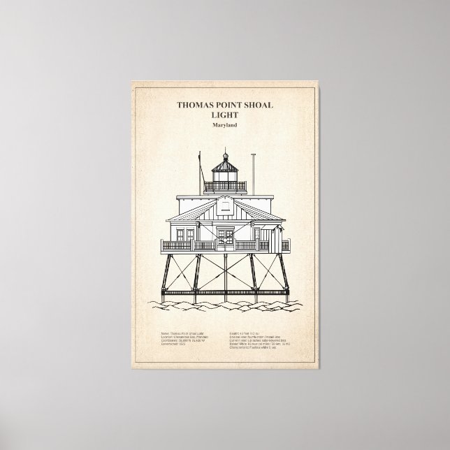 Thomas Point Shoal Lighthouse - Maryland - SBD Canvas Print (Front)