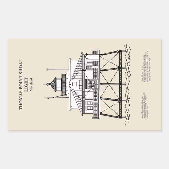 Thomas Point Shoal Lighthouse - Maryland - SBD Rectangular Sticker (Front)