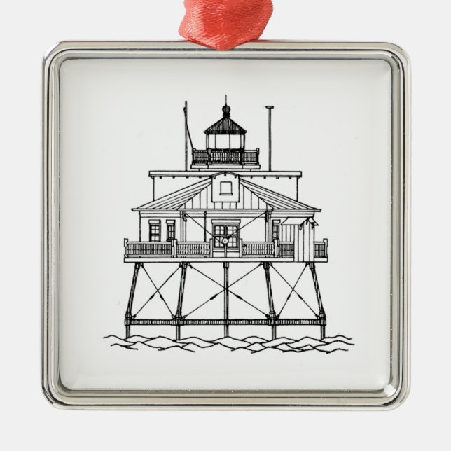 Thomas Point Shoal Lighthouse Metal Tree Decoration (Front)