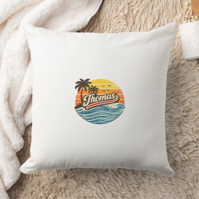 Thomas Retro Sunset Name Design Cushion (Blanket)